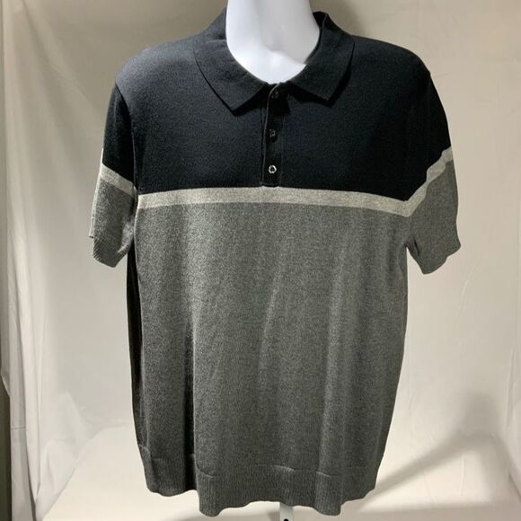 Y2K Goodfellow&Co Color Block Short sleeve Sweater Black/Grey Size L - Picture 1 of 5